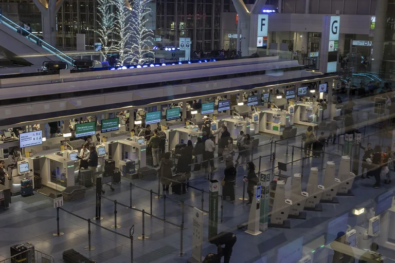 Check-in counters at Haneda Airport, photographed in 2025