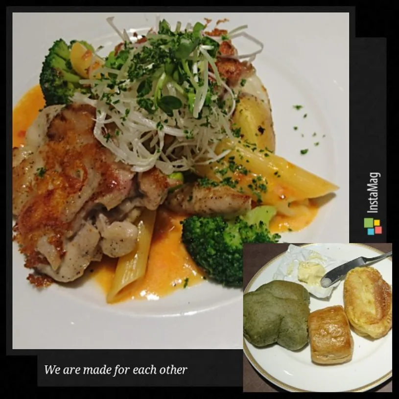 haruru.1002’s lunch collage showing a plated meal and bread.