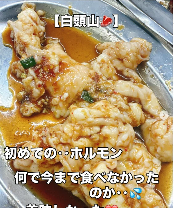 旅行者が予約なしで待って入店した際の食事について投稿したホルモン。