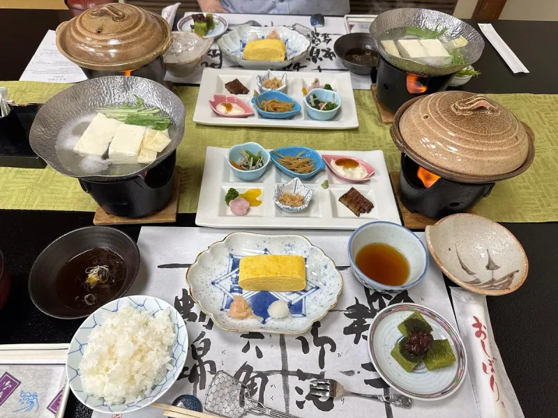 A breakfast served at a ryokan in Kyoto