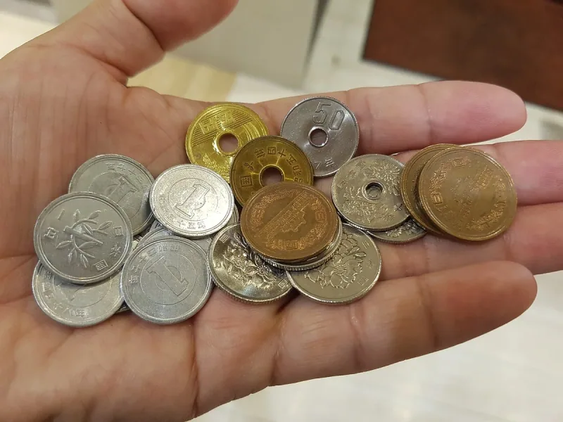手のひらに載せた日本円の硬貨