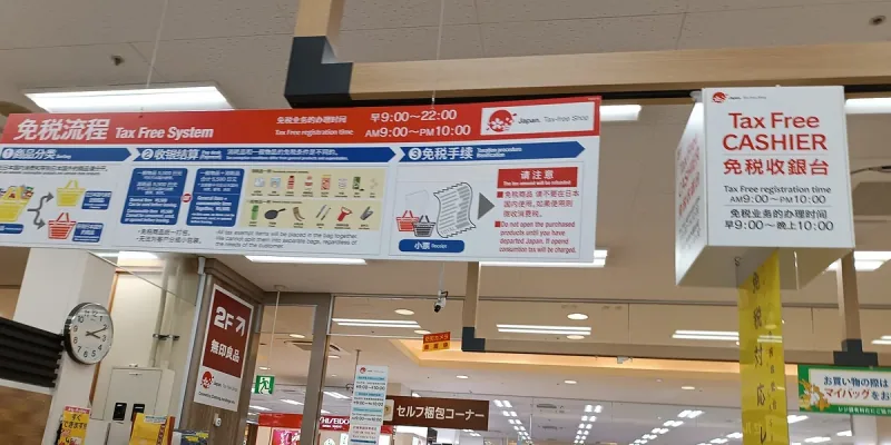 那覇メインプレイスの免税受付表示 · 2025