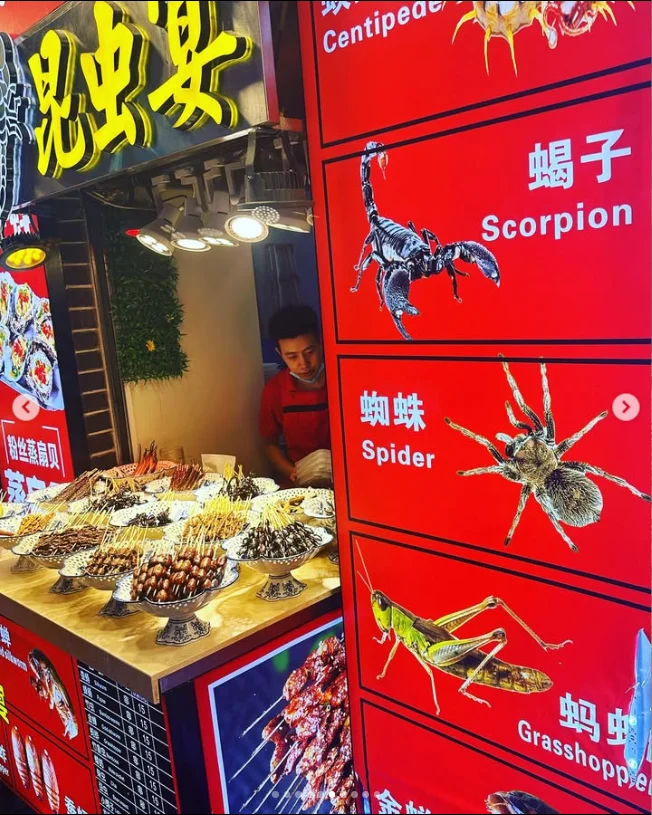 Grasshopper and silkworm skewers, followed by oysters — Haruru’s photograph