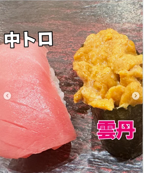 待ち合わせの書き込みと、朝食や寿司の写真 — ハルルの写真