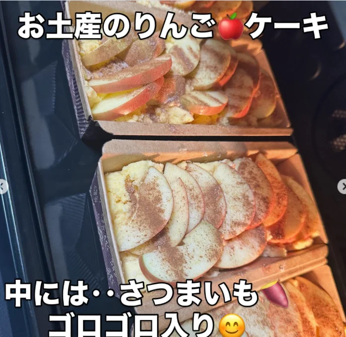 An apple cake described as a souvenir — Haruru’s photograph