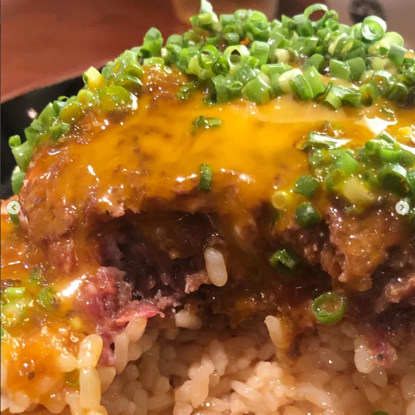 Trying a hamburg rice bowl at lunch — Haruru’s photograph
