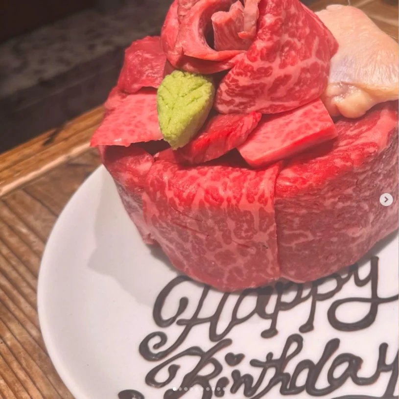 A birthday course with a meat cake — Haruru’s photograph